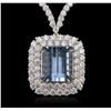 Image 2 : 18KT White Gold 16.60ct GIA Certified Aquamarine and Diamond Pendant With Chain