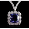 Image 2 : 18KT White Gold 12.86ct Tanzanite and Diamond Necklace