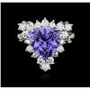 Image 1 : 14KT White Gold 3.67ct Tanzanite and Diamond Ring