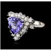 Image 2 : 14KT White Gold 3.67ct Tanzanite and Diamond Ring
