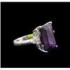 Image 2 : 10.73ct Amethyst and Diamond Ring - 14KT White Gold