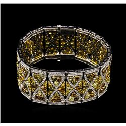 GIA Cert 27.39ctw Fancy Color Diamond Bracelet - 18KT Two-Tone Gold