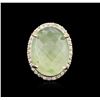 Image 1 : 14KT Yellow Gold 32.12ct Green Tourmaline and Diamond Ring