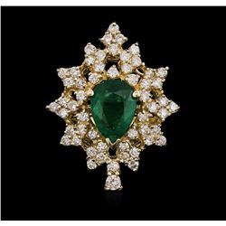 14KT Yellow Gold 1.82ct Emerald and Diamond Ring