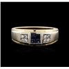 Image 1 : 14KT Two-Tone Gold 0.40ctw Sapphire and Diamond Ring