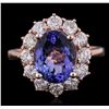Image 1 : 14KT Rose Gold 3.30ct Tanzanite and Diamond Ring
