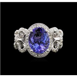 3.51ct Tanzanite and Diamond Ring - 14KT White Gold