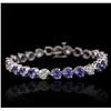 Image 1 : 14KT White Gold 14.58ctw Tanzanite and Diamond Tennis Bracelet
