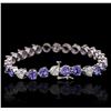 Image 2 : 14KT White Gold 14.58ctw Tanzanite and Diamond Tennis Bracelet