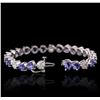 Image 3 : 14KT White Gold 14.58ctw Tanzanite and Diamond Tennis Bracelet