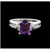 Image 1 : 14KT White Gold 3.00ct Amethyst and Diamond Ring