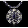 Image 1 : 14KT White Gold 85.76ctw Sapphire and Diamond Necklace