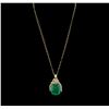 Image 1 : 14KT Yellow Gold GIA Certified 50.88ct Emerald and Diamond Pendant With Chain