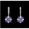 Image 1 : 14KT White Gold 1.98ctw Tanzanite, Sapphire and Diamond Earrings