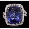 Image 1 : 18KT White Gold GIA Certified 10.65ct Tanzanite and Diamond Ring