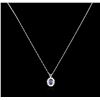 Image 1 : 1.50ct Sapphire and Diamond Pendant With Chain - 18KT White Gold