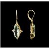 Image 2 : 14KT Yellow Gold 9.23ctw Green Amethyst and Diamond Earrings