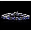 Image 1 : 14KT White Gold 22.40ctw Tanzanite and Diamond Bracelet