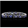 Image 2 : 14KT White Gold 22.40ctw Tanzanite and Diamond Bracelet