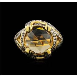 18KT Yellow Gold 7.48ct Citrine and Brown Diamond Ring