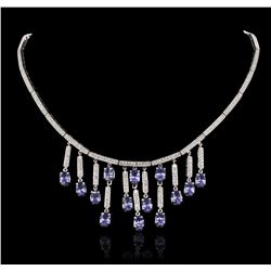 14KT White Gold 8.12ctw Tanzanite and Diamond Necklace