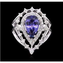 14KT White Gold 2.65ct Tanzanite and Diamond Ring