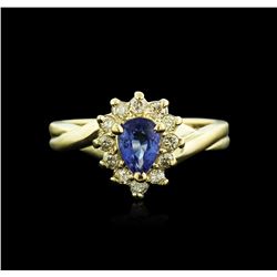 14KT Yellow Gold 0.50ct Tanzanite and Diamond Ring