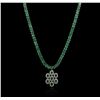 Image 1 : 14KT White Gold 42.30ctw Emerald and Diamond Necklace