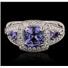 Image 1 : 18KT White Gold 2.56ctw Tanzanite and Diamond Ring