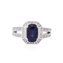 14KT White Gold GIA Certified 3.06ct Sapphire and Diamond Ring