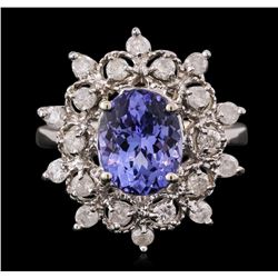 14KT White Gold 3.57ct Tanzanite and Diamond Ring