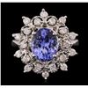 Image 1 : 14KT White Gold 3.57ct Tanzanite and Diamond Ring