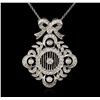 Image 2 : 14KT White Gold 1.05ctw Diamond Pendant With Chain