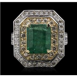 14KT White Gold 3.75ct Emerald and Diamond Ring