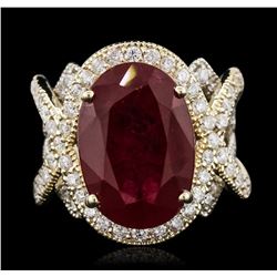 14KT Yellow Gold 13.71ct Ruby and Diamond Ring