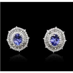 14KT White Gold 2.56ctw Tanzanite and Diamond Earrings