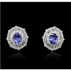 14KT White Gold 2.56ctw Tanzanite and Diamond Earrings