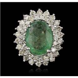 14KT White Gold 4.68ct Emerald and Diamond Ring