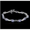 Image 1 : 14KT White Gold 5.15ctw Tanzanite and Diamond Bracelet