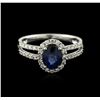Image 1 : 18KT White Gold 1.42ct Sapphire and Diamond Ring