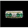 Image 1 : 14KT White Gold 0.98ctw Emerald and Diamond Ring