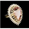 Image 2 : 14KT Yellow Gold 14.24ct Morganite and Diamond Ring