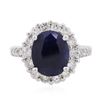Image 1 : 18KT White Gold 3.84ct Sapphire and Diamond Ring