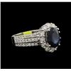 Image 2 : 2.00ct Blue Sapphire and Diamond Ring - 14KT White Gold