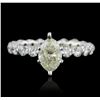 14KT White Gold 1.82ctw Marquise Cut Diamond Ring
