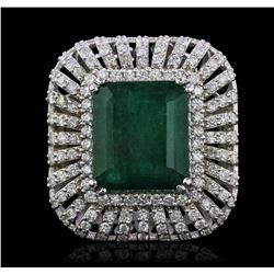 14KT White Gold 12.25ct Emerald and Diamond Ring