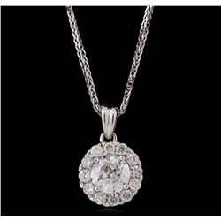 14KT White Gold 0.93ctw Diamond Pendant With Chain