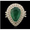 Image 1 : 14KT Yellow Gold 4.10ct Emerald and Diamond Ring