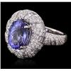 Image 2 : 18KT White Gold 4.86ct Tanzanite and Diamond Ring