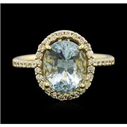 14KT Yellow Gold 2.62ct Aquamarine and Diamond Ring